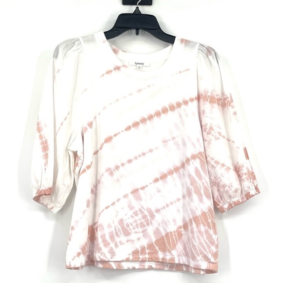 Splendid Women's Celeste Puff Sleeve Top In Sugar Tie Dye Size Medium NWT - Picture 3 of 7